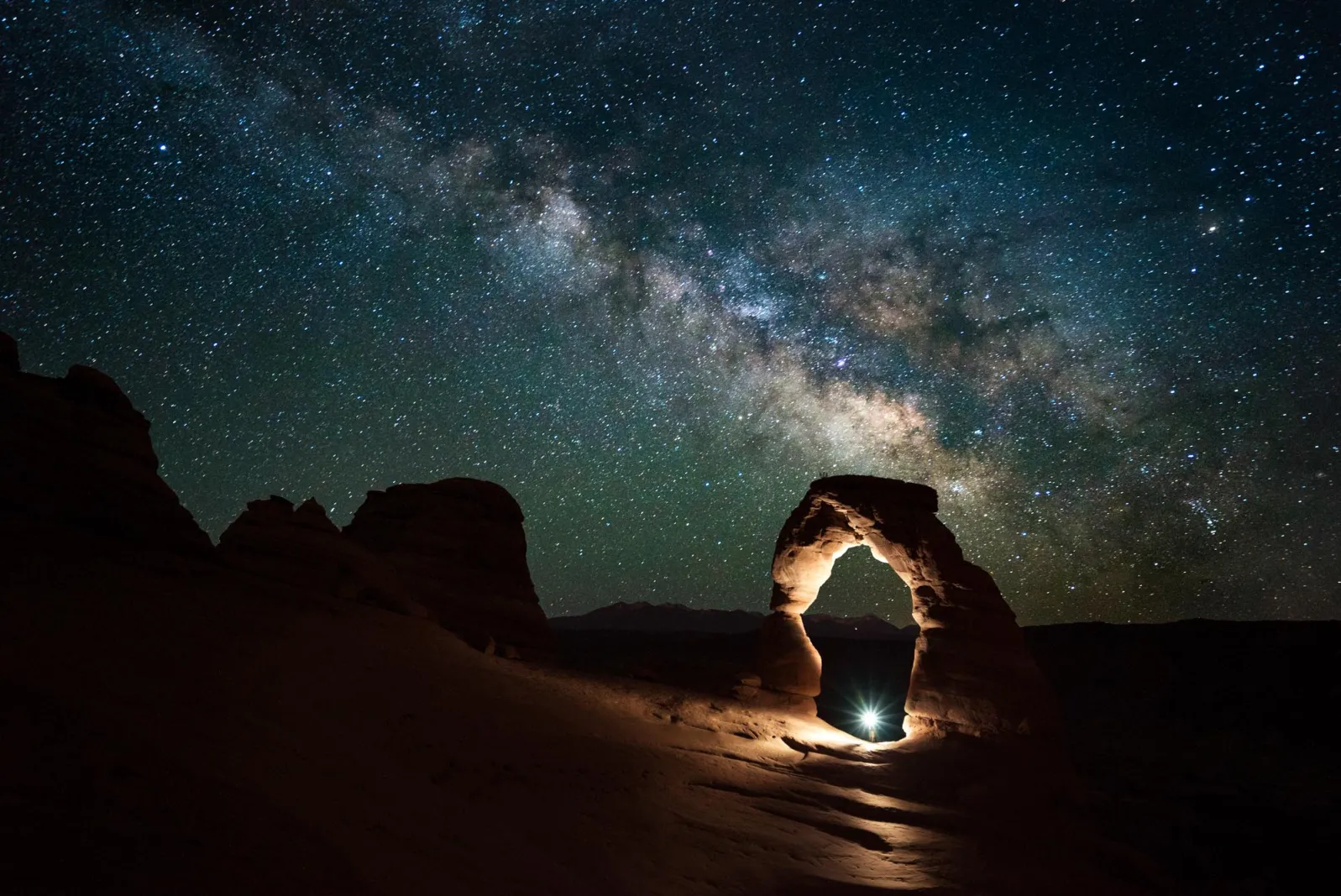 Delicate Arch silhouetted against the Milky Way, Arches National Park